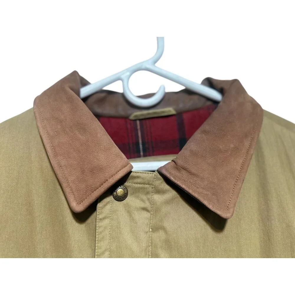 Woolrich Bomber Barn Coat Mens XXL Tan Flannel Plaid Lined Wool Chores Collared